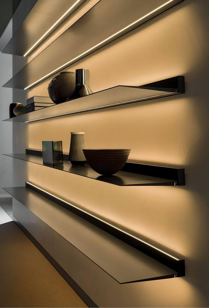 L-Shaped Shelf with Lighting